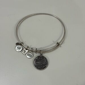 Alex and Ani Silver POSITIVE Charm Bangle Bracelet